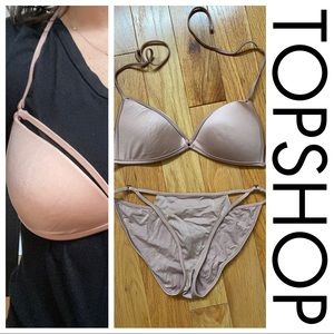 TopShop Nude Shimmer Bikini with Strap Detail
